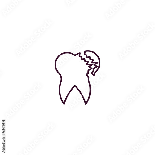 broken tooth outline icon. Linear vector from dentist concept. Thin line broken tooth icon isolated on white background