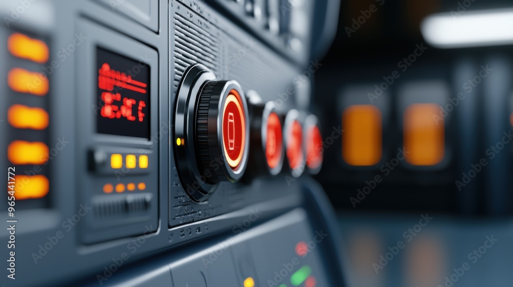Naklejka premium Futuristic Virtual Energy Infrastructure Control Room with Holographic Oil Supply Data - Advanced Technology