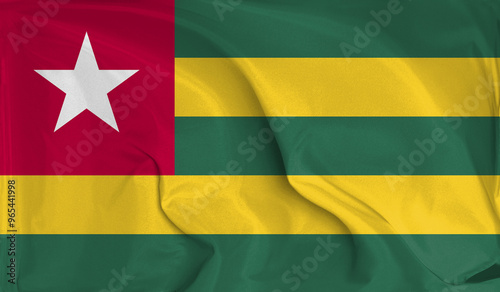 An up close view of Togo flag flying textures