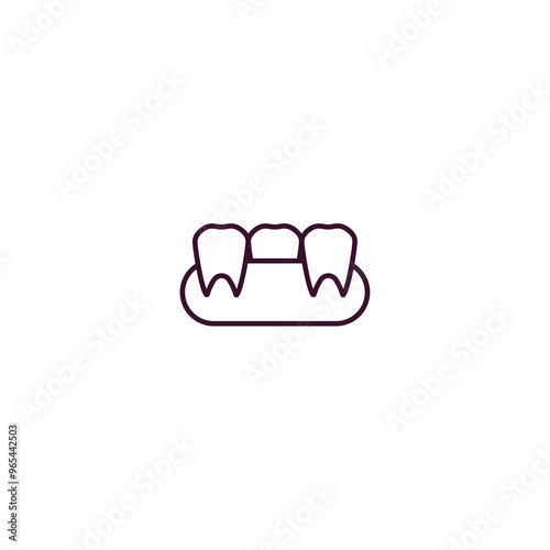 partial denture outline icon. Linear vector from dentist concept. Thin line partial denture icon isolated on white background