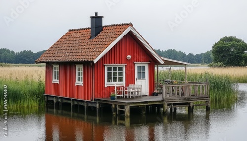 Charming Traditional Swedish Wooden House Idyllically Perched on Lake With Picturesque Views