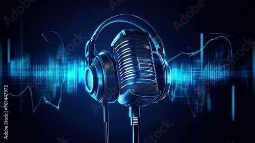 microphone and headphones, International Podcast Day vector illustration - Podcast day dedicates September 30th is an international celebration of the power of podcasts