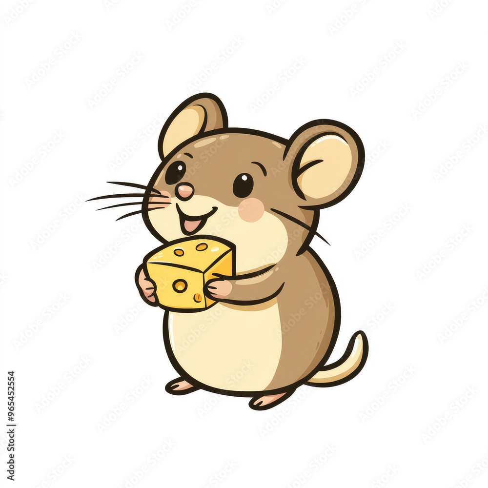 A tiny mouse nibbling on cheese simple doodle art style A tiny mouse nibbling on cheese simple doodle art style