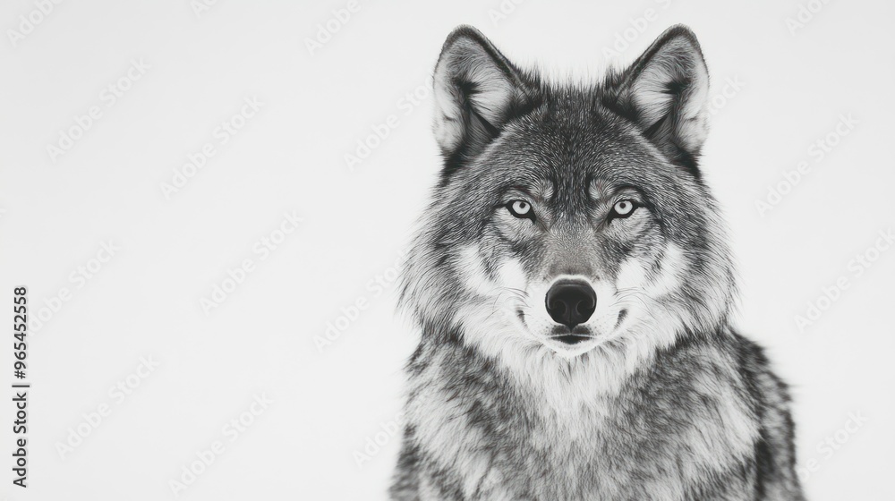 Fototapeta premium Close-up Portrait of a Wolf with Intense Eyes