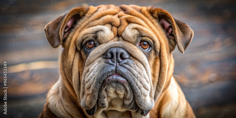 Draw a stocky dog with a flat face, wrinkled skin, and a short snout; add two floppy ears and a wrinkled forehead. Draw a stocky dog with a flat face, wrinkled skin, and a short snout; add two floppy ears and a wrinkled forehead.