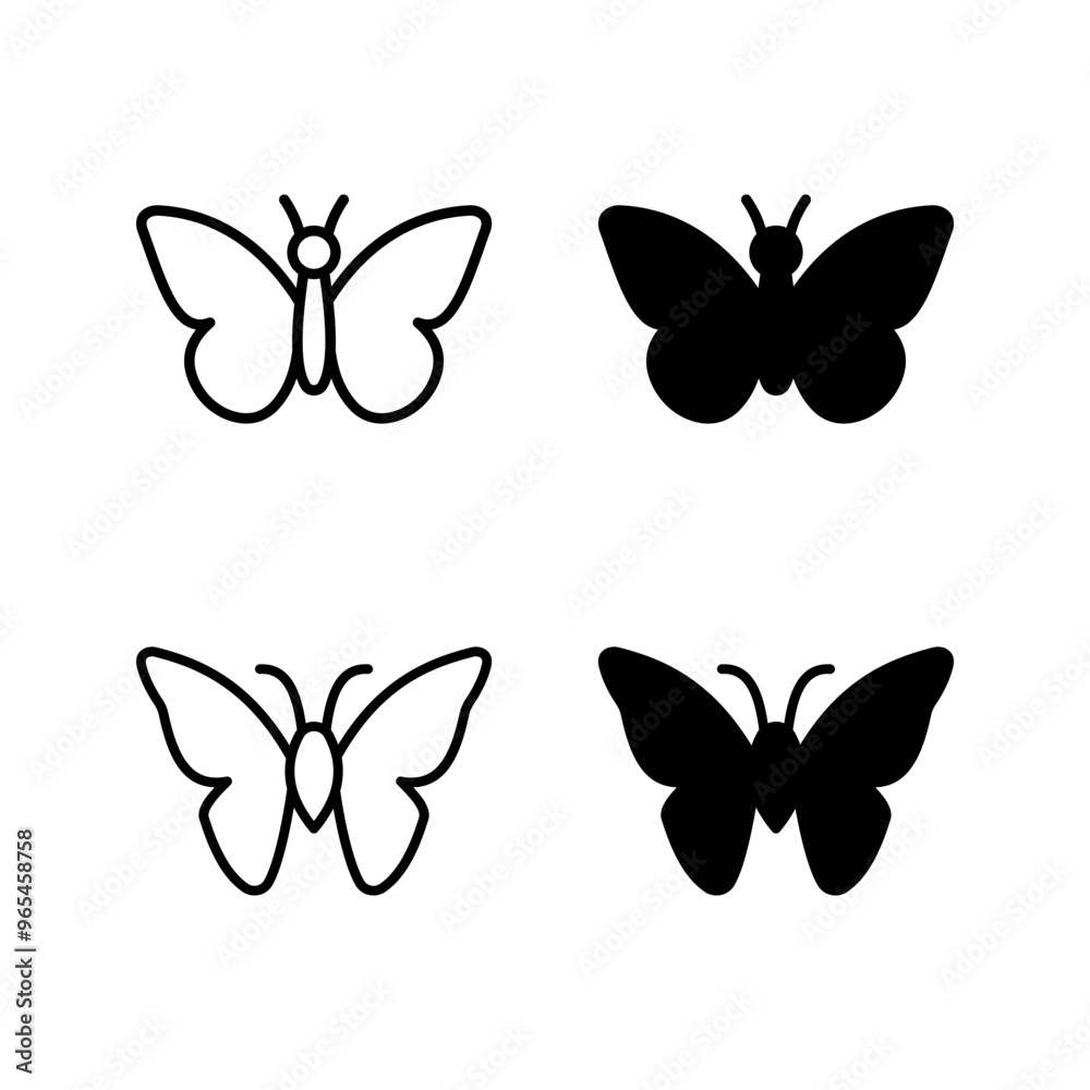 Butterfly outline icon set. Insect simple line vector icon color editable Butterfly outline icon set. Insect simple line vector icon color editable