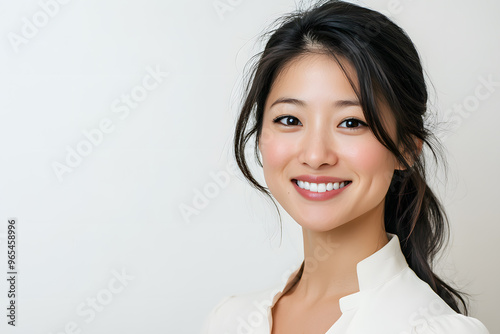 Portrait of young asian woman isolated on white background 