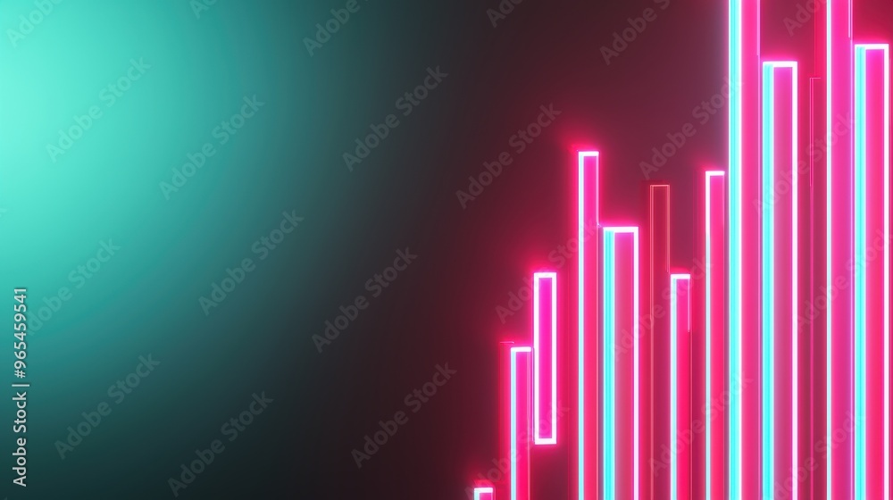 Fototapeta premium Futuristic Holographic Energy Trading: Neon Glow Oil Price Visualization with Copy Space, Selective Focus in