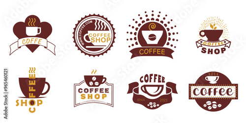 A set of vector coffee logos. Coffee mug icons.