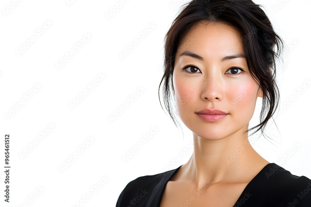 Business portrait of middle age Asian woman isolated on white background Business portrait of middle age Asian woman isolated on white background