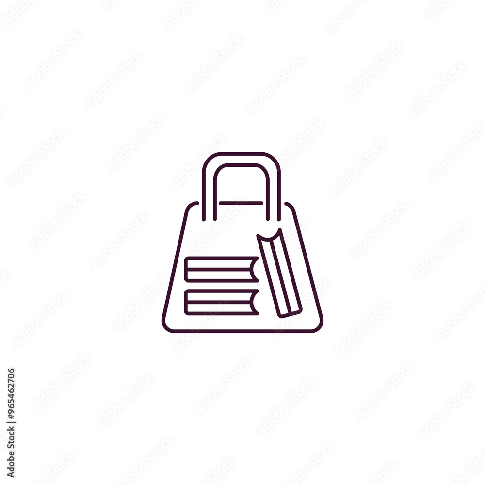 bag of books outline icon. Linear vector from education concept. Thin line bag of books icon isolated on white background bag of books outline icon. Linear vector from education concept. Thin line bag of books icon isolated on white background