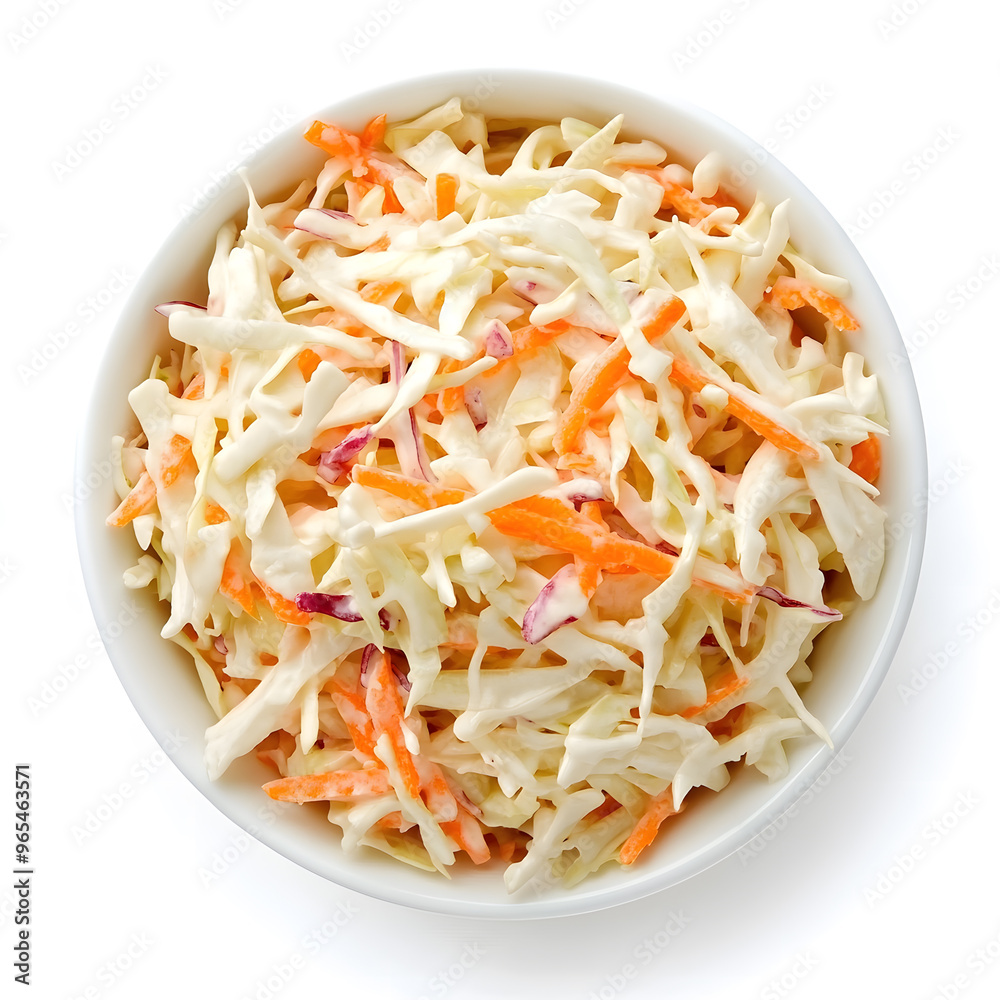 Top view Coleslaw isolated on white background Top view Coleslaw isolated on white background