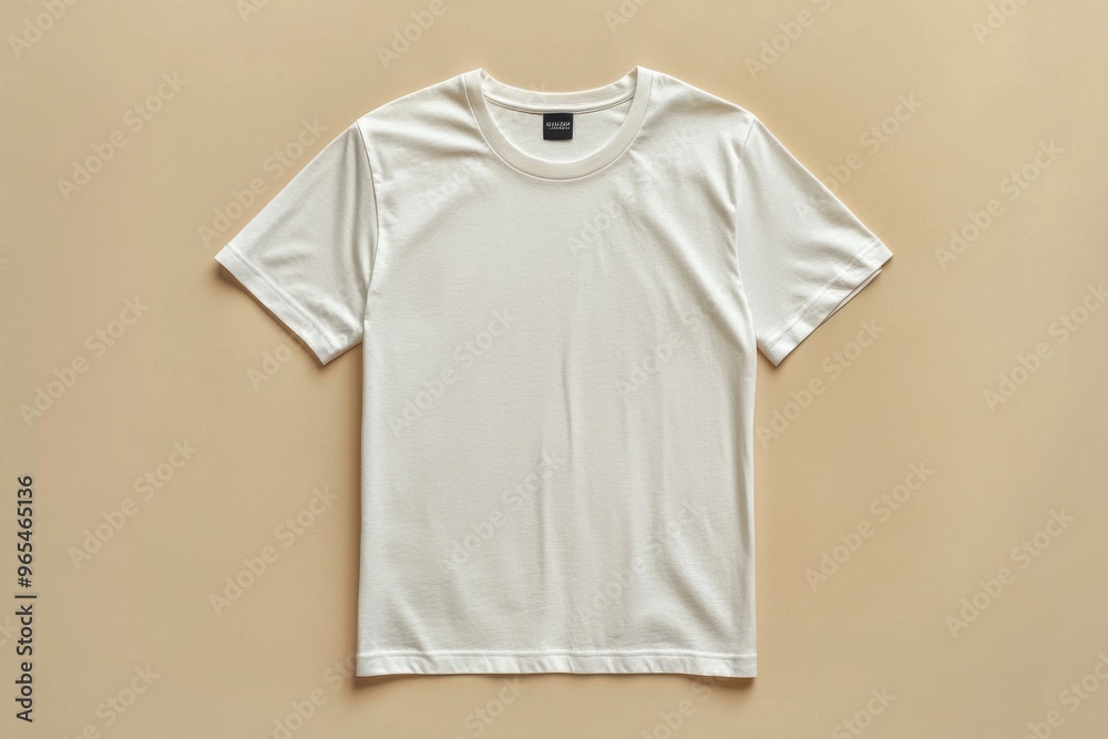 Simple Tshirt Flatlay mockup in beige background created with generative AI Simple Tshirt Flatlay mockup in beige background created with generative AI