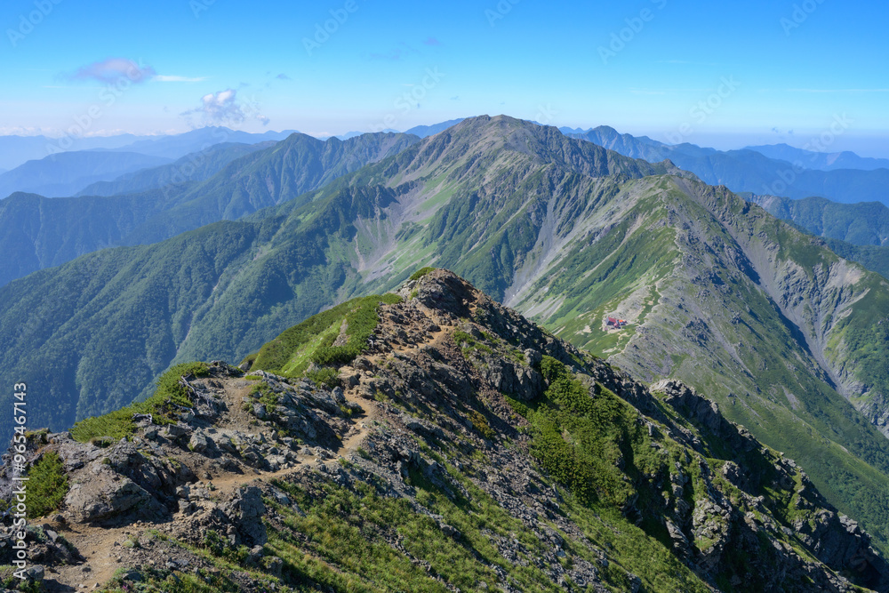 Naklejka premium 【南アルプス】北岳からの間ノ岳の眺望