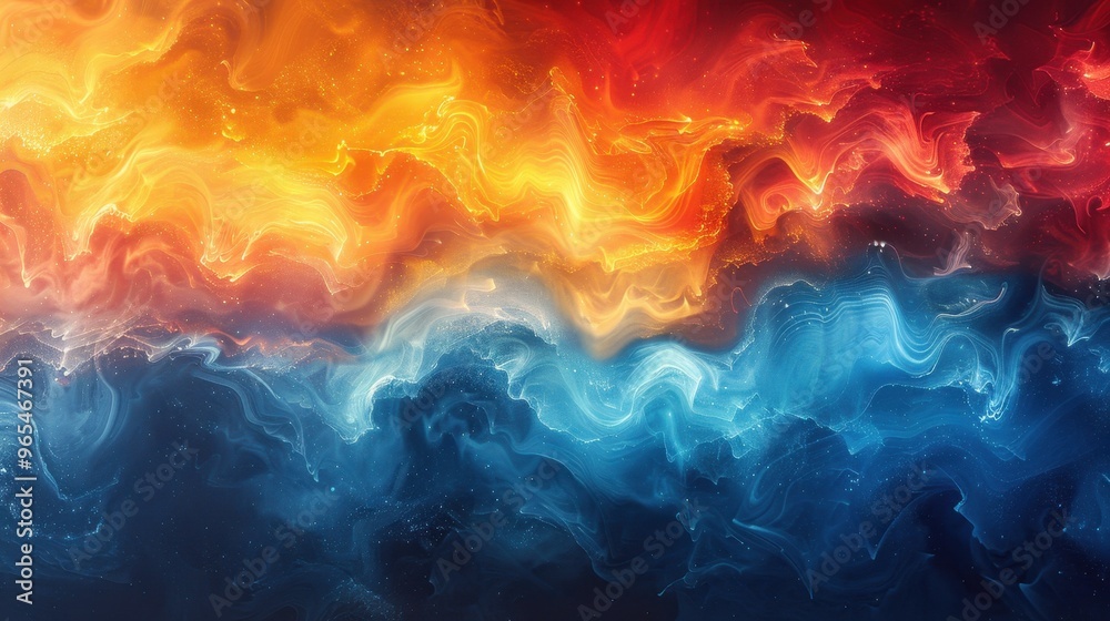Colorful waves of blue red yellow smoky patterns Colorful waves of blue red yellow smoky patterns