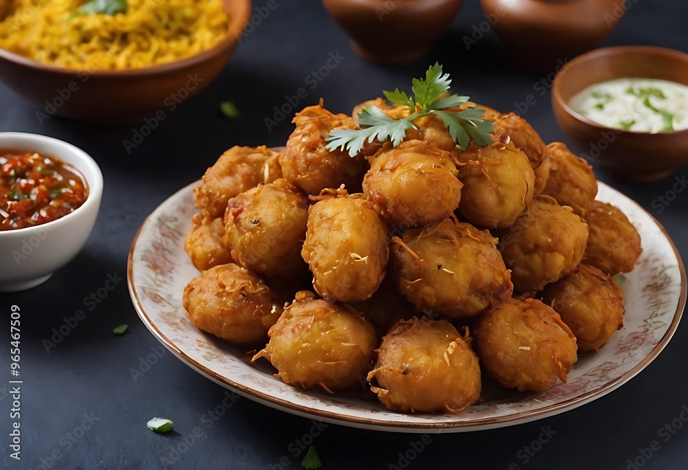 Delicious Indian traditional dish Pakora or bhaji or Bhajji Delicious Indian traditional dish Pakora or bhaji or Bhajji
