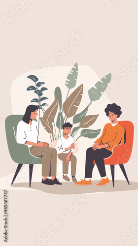 Mother and Teenage Son Consulting with Psychiatrist about Mental Health Issues, Family Troubles, and Bullying at School