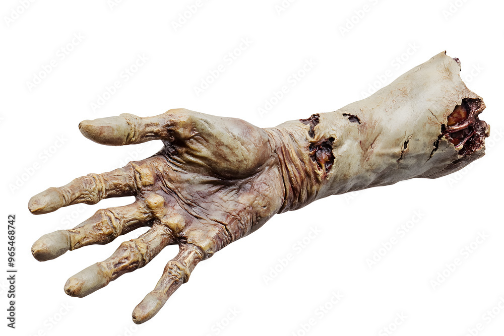 Human scary zombie hand isolated on a white background.
Human scary zombie hand isolated on a white background.