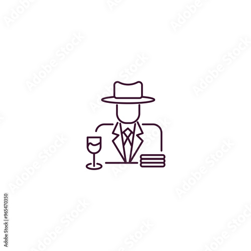 gambler outline icon. Linear vector from entertainment concept. Thin line gambler icon isolated on white background