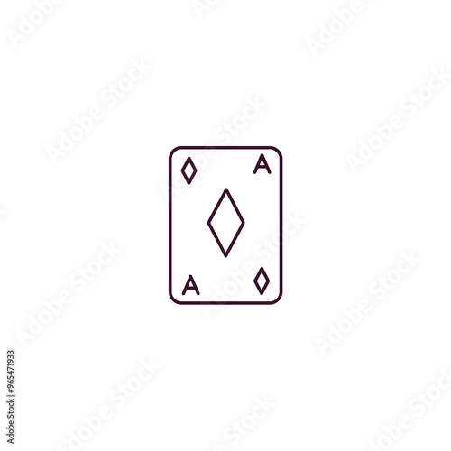 diamond ace outline icon. Linear vector from entertainment concept. Thin line diamond ace icon isolated on white background