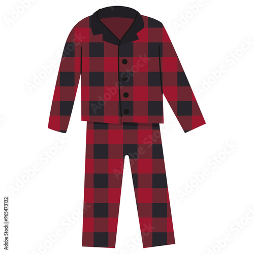 Flannel pajamas for women vector cartoon illustration isolated on a white background.