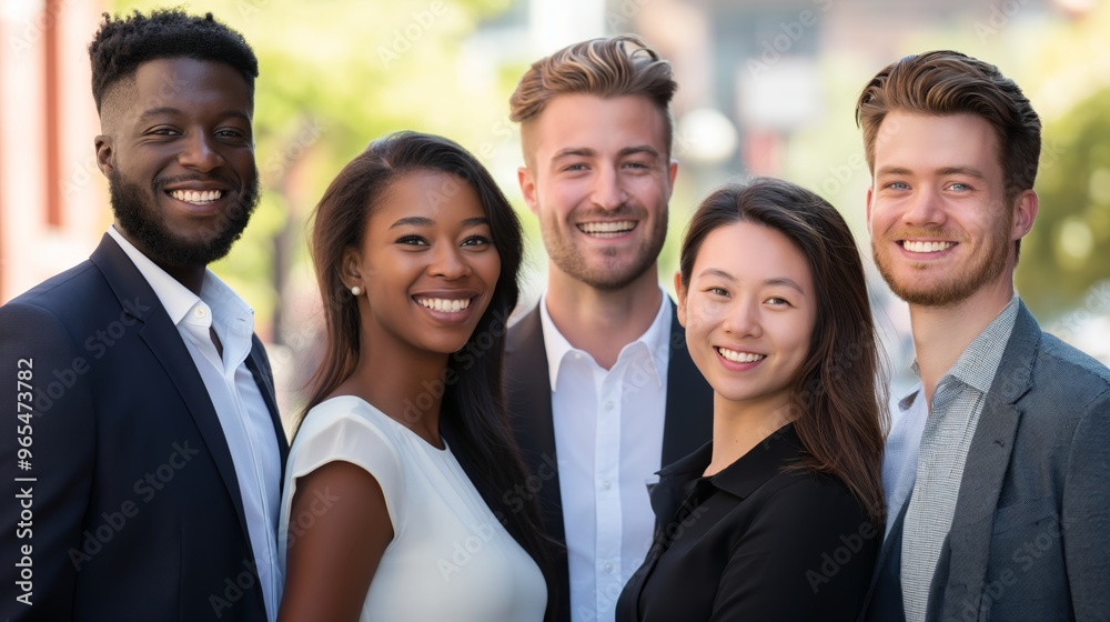 Fototapeta premium group of young business people with different ethnicity work together as a team