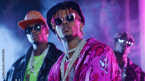 Stylish Hip Hop Artists in Trendy Urban Fashion