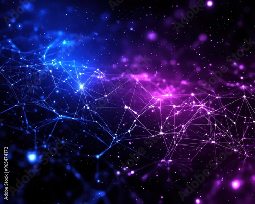 Abstract digital landscape with vibrant blue and pink connections against a dark background, symbolizing technology and communication.