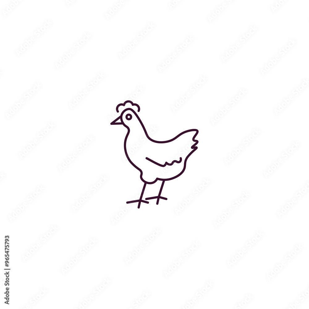 hen outline icon. Linear vector from farming and gardening concept. Thin line hen icon isolated on white background