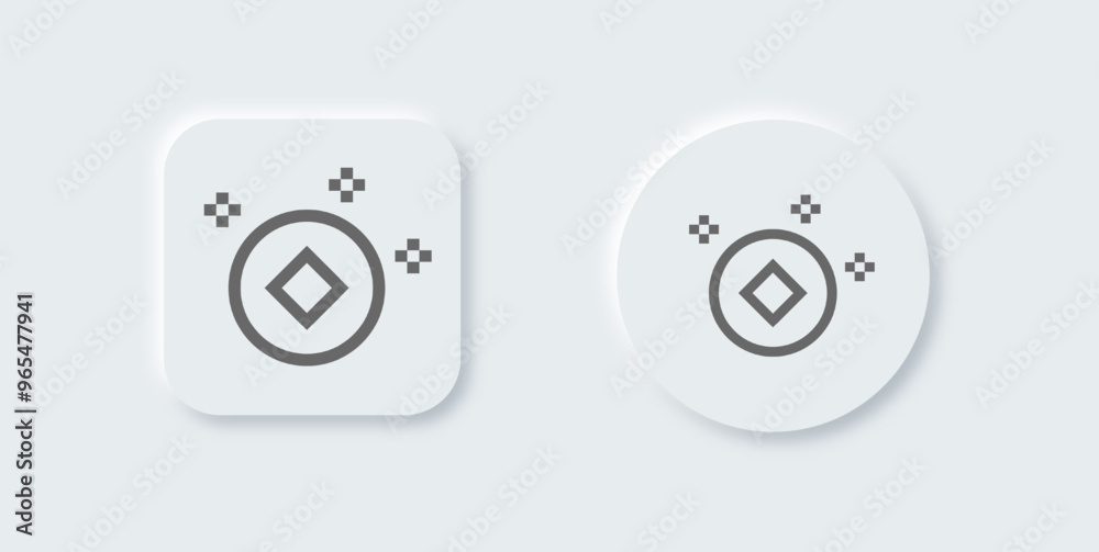 Gold coin line icon in neomorphic design style. Wealth signs vector illustration. Gold coin line icon in neomorphic design style. Wealth signs vector illustration.