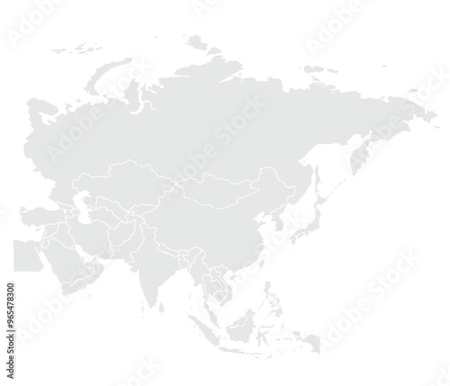 Map of Asia isolated on white background. for website layouts, background, education, precise, customizable, Travel worldwide, map silhouette backdrop, earth geography, political, reports.