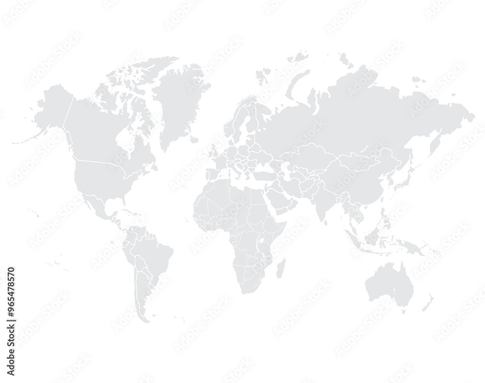 Fototapeta premium World map vector, isolated on white background. Flat Earth, gray map template for web site pattern, annual report, infographics. Globe similar world map icon. vector EPS10.