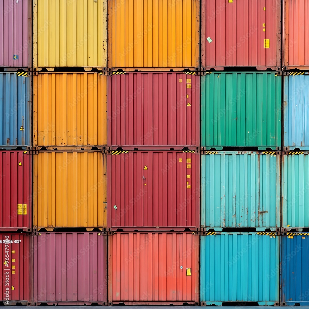 Stacked Shipping Containers at Cargo Container Terminal Stacked Shipping Containers at Cargo Container Terminal