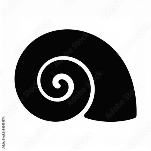 spiral seashell black icon isolated on white