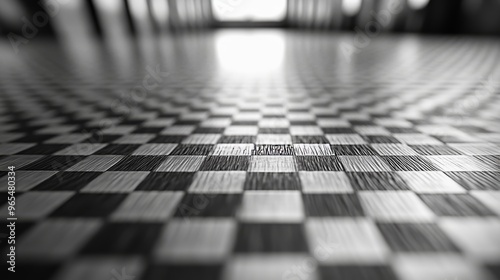 Black And White Checkered Floor Tiles Converging Lines Abstract Pattern Business Background