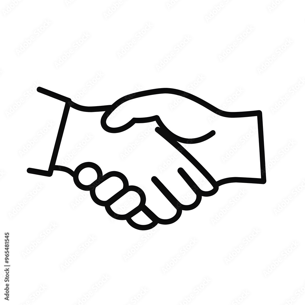 Handshake black line icon isolated on white background. Handshake symbol Handshake black line icon isolated on white background. Handshake symbol