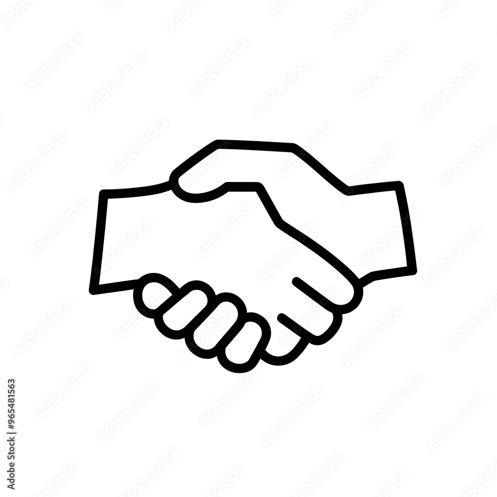 Handshake black line icon isolated on white background. Handshake symbol Handshake black line icon isolated on white background. Handshake symbol