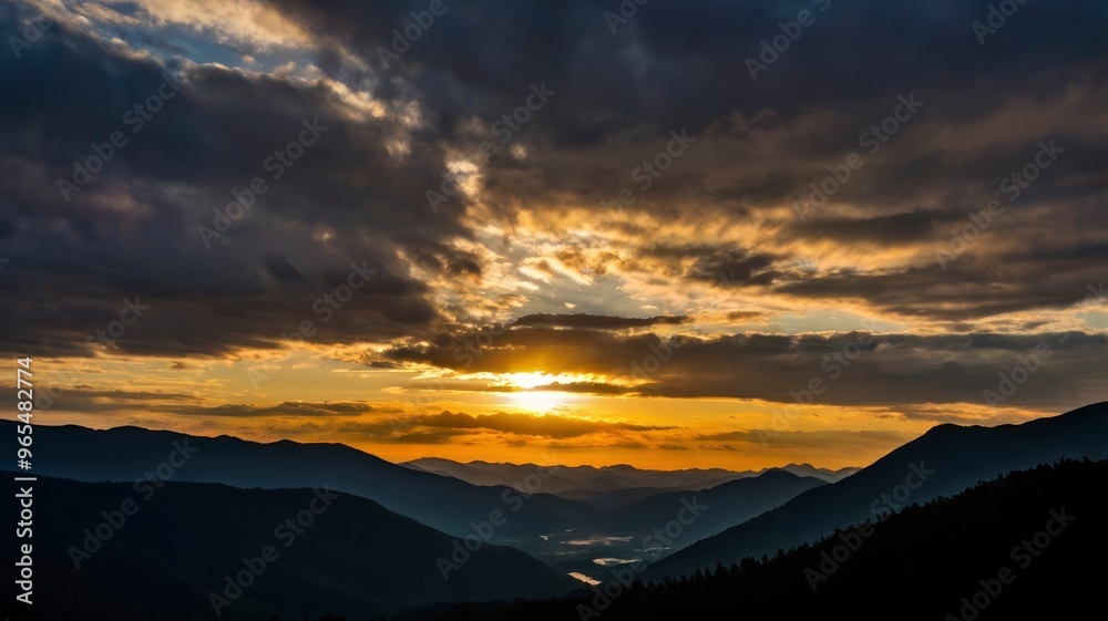 Sunset in Mountains Photographer's Silhouette Sunset in Mountains Photographer's Silhouette