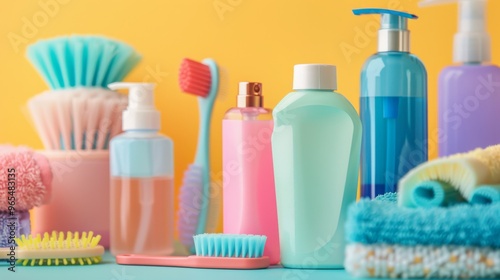 Assorted personal hygiene products arranged neatly on a table