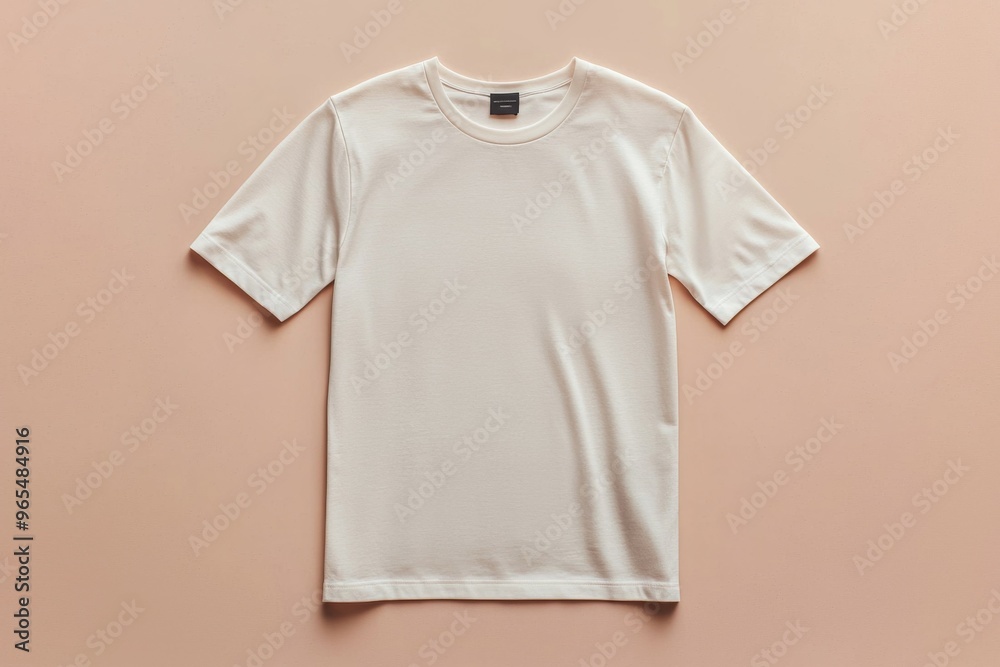 Simple Tshirt Flatlay mockup in beige background created with generative AI Simple Tshirt Flatlay mockup in beige background created with generative AI