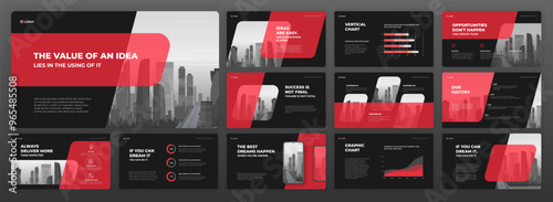 Creative Powerpoint presentation templates set. Modern Keynote presentation background, brochure cover design, website slider, brand guidelines, proposal, pitch deck, annual report, company profile.