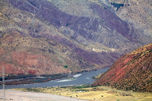 Landscape in the Gorno-Badakhshan region in Tajikistan next to the border with Afghanistan photo