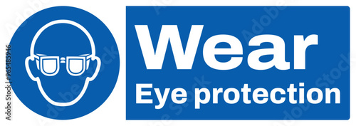 ISO mandatory safety signs text variation_wear eye protection landscape size 1/2 a4,a3,a2,a1	

