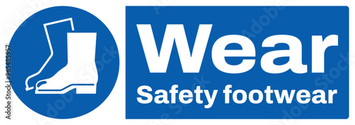 ISO mandatory safety signs text variation_wear safety footwear landscape size 1/2 a4,a3,a2,a1	
