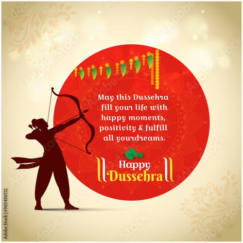 Happy Dussehra social Media Wishes, Greetings. Lord Shri Ram, Navratri, Vijayadashami. Indian Festival BG