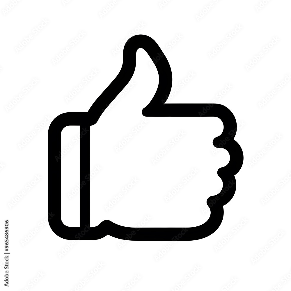 Like confirm and thumb up black outline icon, isolated on white background
Like confirm and thumb up black outline icon, isolated on white background