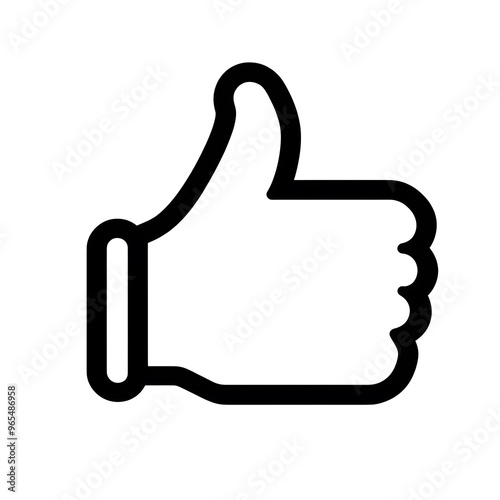 Like confirm and thumb up black outline icon, isolated on white background 