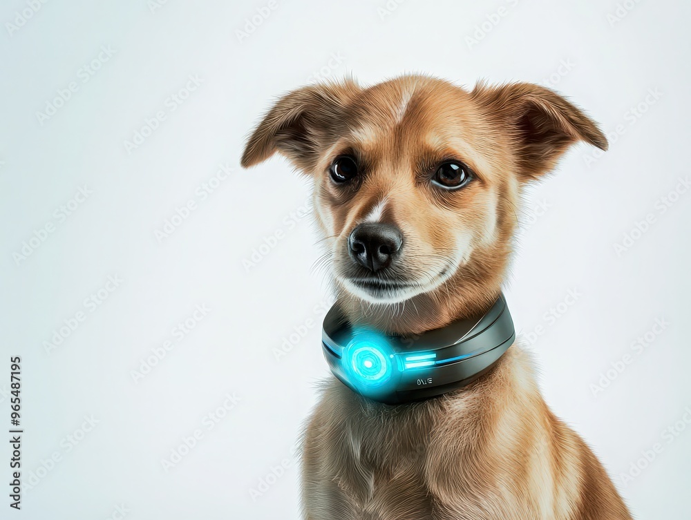 GPS collar for tracking on dog’s neck. GPS collar for tracking on dog’s neck.