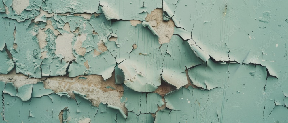 A worn turquoise wall with peeling paint creates a textured and rustic surface, showcasing the passage of time and weathering. A worn turquoise wall with peeling paint creates a textured and rustic surface, showcasing the passage of time and weathering.