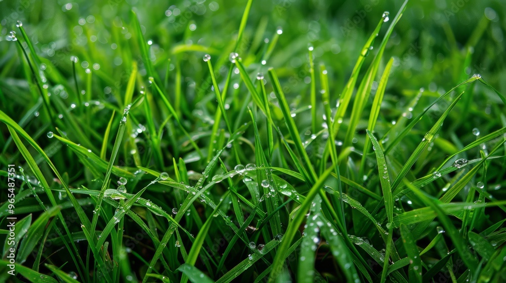 Early morning dew on a bed of green grass Early morning dew on a bed of green grass